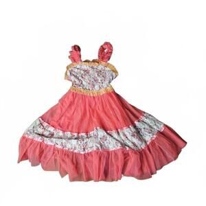 Kid's 7/8 Coral Pink Floral Dress
